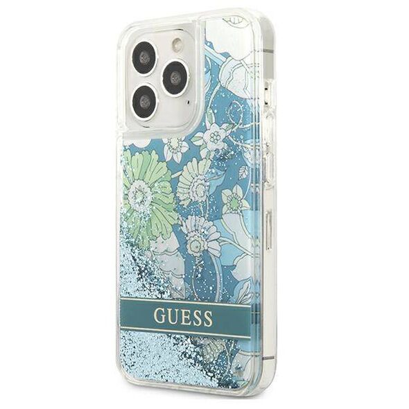 Case IPHONE 13 PRO MAX Guess Hardcase Flower Liquid Glitter (GUHCP13XLFLSN) green 3666339041380