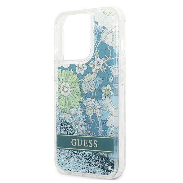 Case IPHONE 13 PRO MAX Guess Hardcase Flower Liquid Glitter (GUHCP13XLFLSN) green 3666339041380