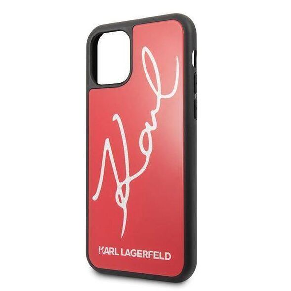 Original Case IPHONE 11 PRO MAX Karl Lagerfeld Hard Case Signature Glitter (KLHCN65DLKSRE) red 3700740467589