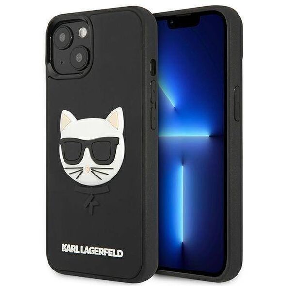 Original Case IPHONE 13 MINI Karl Lagerfeld Hardcase 3D Rubber Choupette (KLHCP13SCH3DBK) black 3666339028138