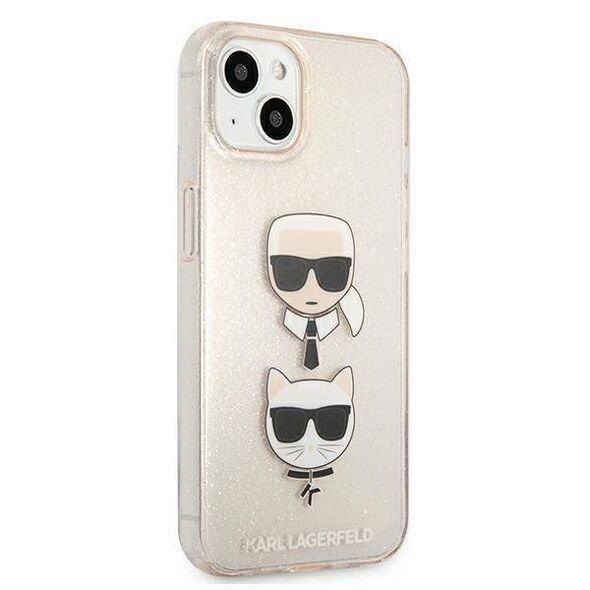 Original Case IPHONE 13 MINI Karl Lagerfeld Hardcase Glitter Karl`s & Choupette (KLHCP13SKCTUGLGO) gold 3666339028855