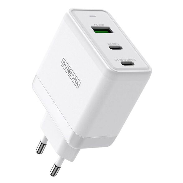 Wall Charger 65W 2x USB Type C PD + 1x USB QC Duzzona T1 white 6934913042472