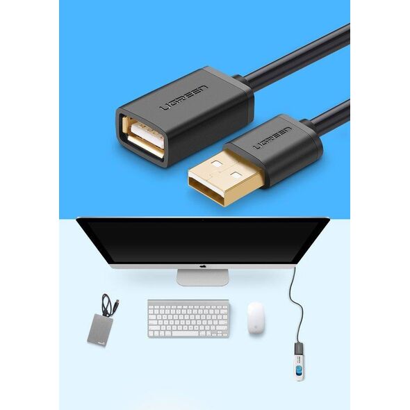 USB 2.0 extension cable UGREEN US103, 2m (black) 6957303813162