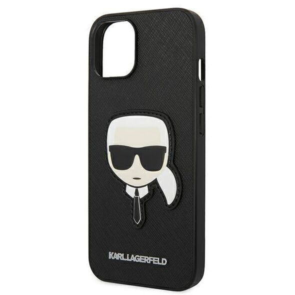 Original Case IPHONE 14 PLUS Karl Lagerfeld Hardcase Saffiano Karl`s Head Patch black 3666339077044