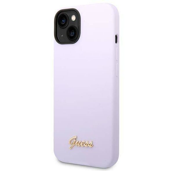 Original Case IPHONE 14 Guess Hard Case Silicone Vintage Gold Logo purple 3666339064969