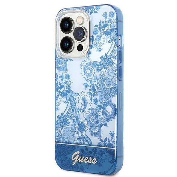 Original Case IPHONE 14 PRO MAX Guess Hardcase Porcelain Collection blue 3666339064358