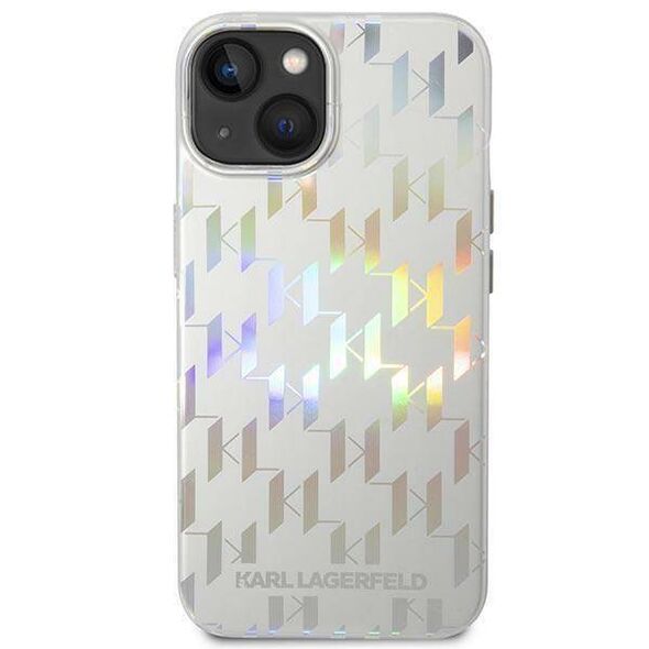 Original Case IPHONE 14 PLUS Karl Lagerfeld Hardcase Monogram Iridescent silver 3666339093082