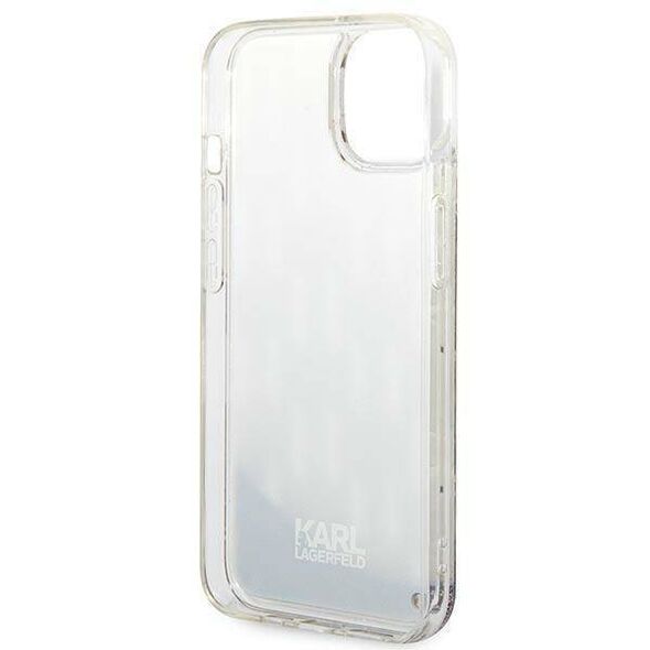 Original Case IPHONE 14 Karl Lagerfeld Hardcase Liquid Glitter Monogram silver 3666339076276