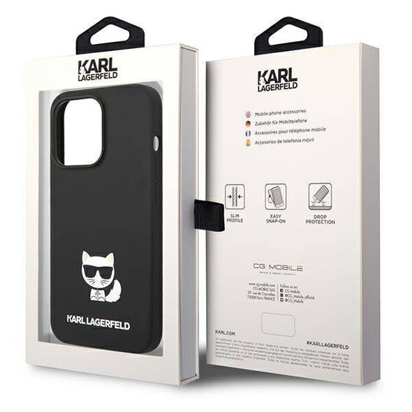 Original Case IPHONE 14 PRO MAX Karl Lagerfeld Hardcase Silicone Choupette Body black 3666339076580