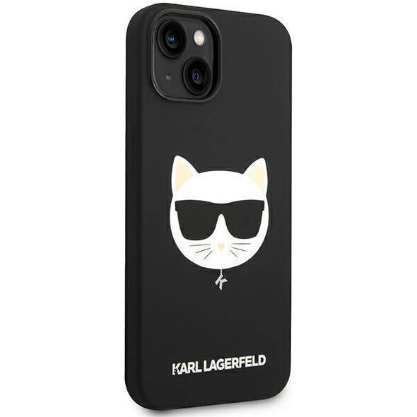 Original Case IPHONE 14 PLUS Karl Lagerfeld Hardcase Silicone Choupette Head Magsafe black 3666339077921