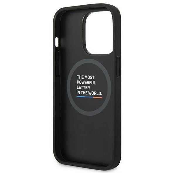 Original Case IPHONE 14 PRO MAX BMW Leather Stamp Tricolor MagSafe (BMHMP14X22PTDK) black 3666339089337