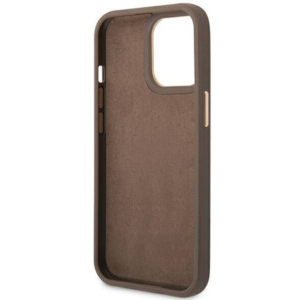 Original Case IPHONE 14 PRO Guess Hard Case 4G Vintage Gold Logo (GUHCP14LHG4SHW) brown 3666339065263