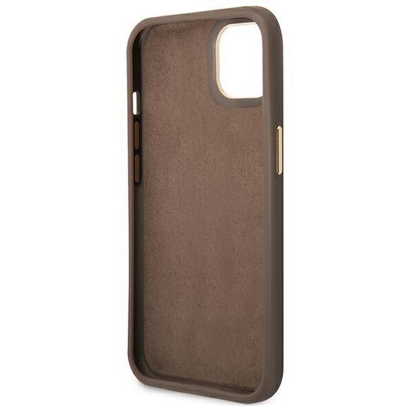 Original Case IPHONE 14 PLUS Guess Hard Case 4G Vintage Gold Logo (GUHCP14MHG4SHW) brown 3666339065256