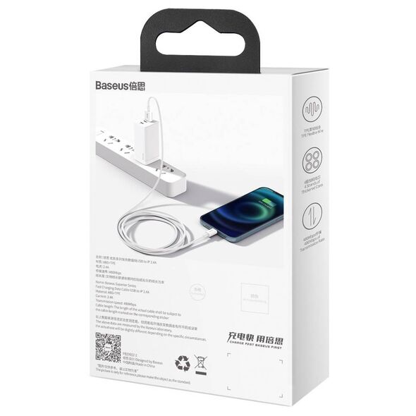 Baseus Superior Series Cable USB to Lightning 2.4A 1,5m (white) 6953156205444