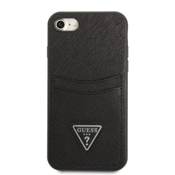 Original Case IPHONE SE 2022 / SE 2020 / 7 / 8 Guess Hardcase Saffiano Triangle Logo Cardslot black 3666339050177