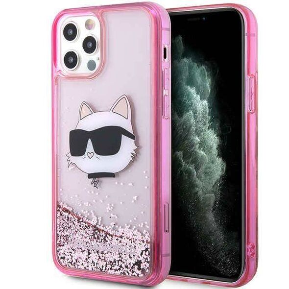 Original Case IPHONE 12 / 12 PRO Karl Lagerfeld Hardcase Glitter Choupette Head (KLHCP12MLNCHCP) pink 3666339119065