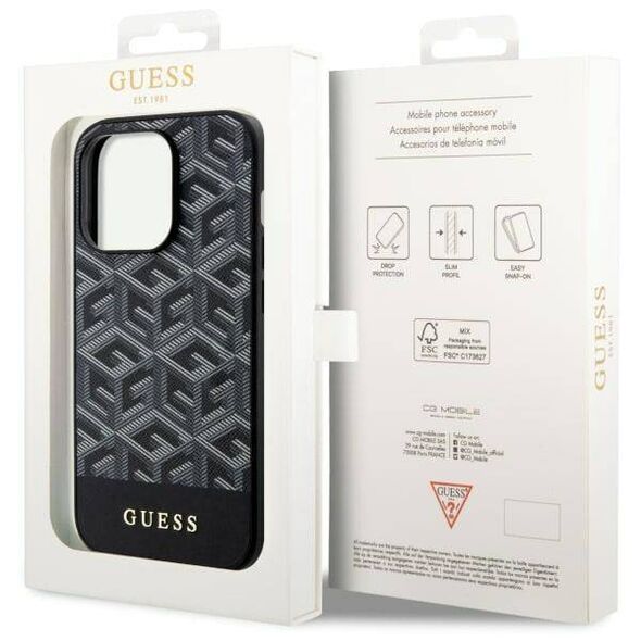 Original Case IPHONE 14 PRO Guess Hardcase GCube Stripes MagSafe (GUHMP14LHGCFSEK) black 3666339112448