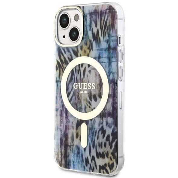 Original Case IPHONE 14 Guess Hardcase Leopard MagSafe (GUHMP14SHLEOPWB) blue 3666339115715