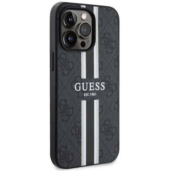 Original Case IPHONE 13 PRO Guess Hardcase 4G Printed Stripe MagSafe (GUHMP13LP4RPSK) black 3666339119652