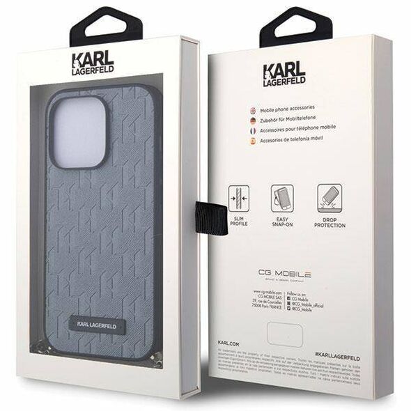 Original Case IPHONE 14 PRO Karl Lagerfeld Hardcase Saffiano Monogram Chain (KLHCP14LSACKLHPG) silver 3666339122928