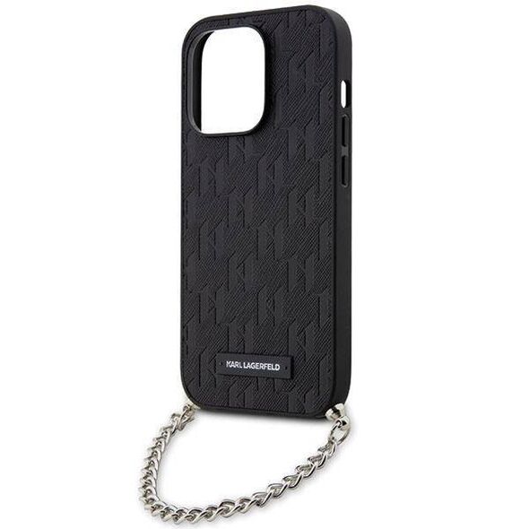 Original Case IPHONE 14 PRO Karl Lagerfeld Hardcase Saffiano Monogram Chain (KLHCP14LSACKLHPK) black 3666339122881