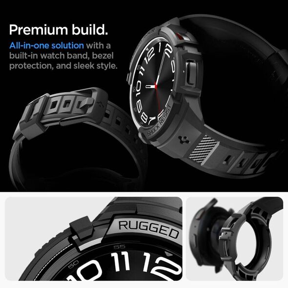 Strap for SAMSUNG GALAXY WATCH 6 CLASSIC (43MM) Spigen Rugged Armor "Pro" Matte black 8809896748049