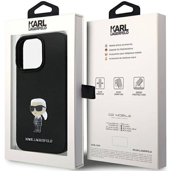 Original Case IPHONE 14 PRO Karl Lagerfeld Silicone Ikonik Metal Pin (KLHCP14LSMHKNPK) black 3666339165970