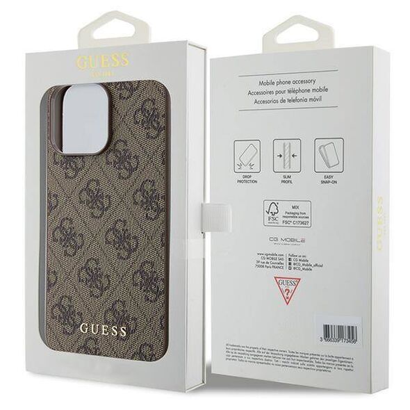 Original Case APPLE IPHONE 15 PRO MAX Guess Hard Case 4G Metal Gold Logo (GUHCP15XG4GFBR) brown 3666339171735