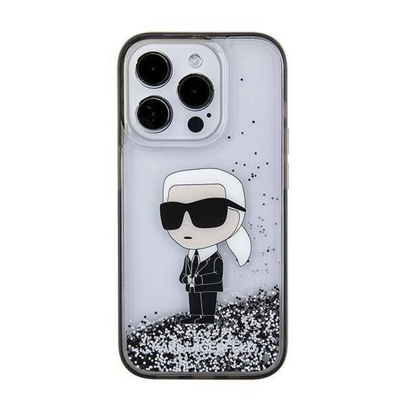 Original Case APPLE IPHONE 15 PRO Karl Lagerfeld Hardcase Liquid Glitter Ikonik (KLHCP15LLKKNSK) transparent 3666339164096