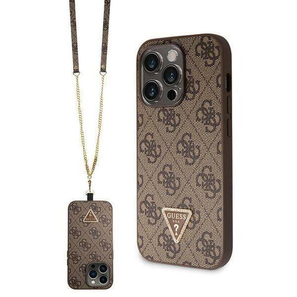 Original Case APPLE IPHONE 15 PRO MAX Guess Hardcase Crossbody 4G Metal Logo (GUHCP15XP4TDSCPW) brown 3666339146979