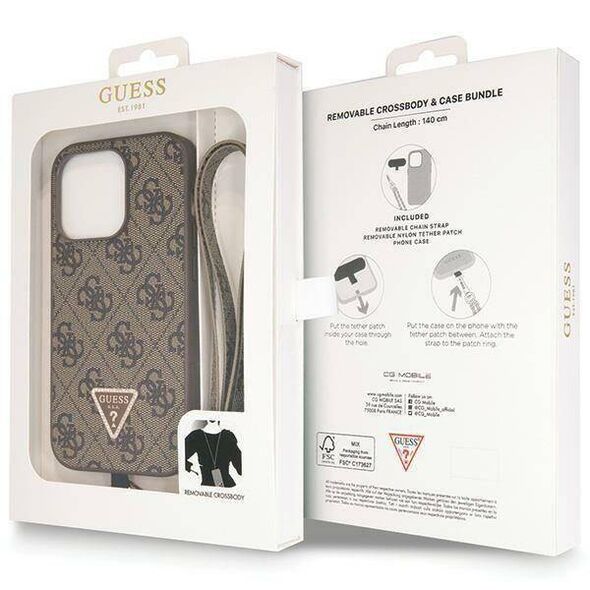 Original Case APPLE IPHONE 15 PRO MAX Guess Hardcase Crossbody 4G Metal Logo (GUHCP15XP4TDSCPW) brown 3666339146979