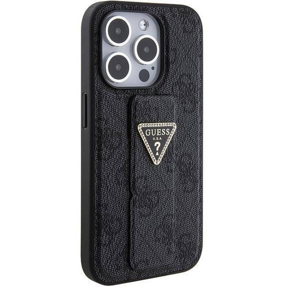 Original Case APPLE IPHONE 15 PRO MAX Guess Hardcase Grip Stand 4G Triangle Strass (GUHCP15XPGS4TDK) black 3666339197322