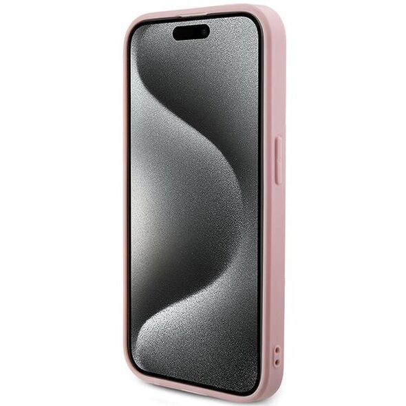 Original Case APPLE IPHONE 15 PRO MAX Guess Hardcase Saffiano Iridescent Script (GUHCP15XPSAIRSP) pink 3666339224813