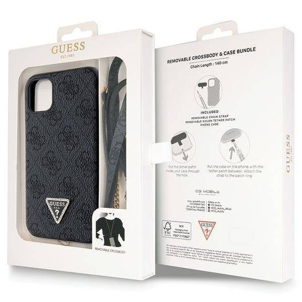 Original Case IPHONE 11 / XR Guess Hardcase Crossbody 4G Metal Logo (GUHCN61P4TDSCPK) black 3666339146702