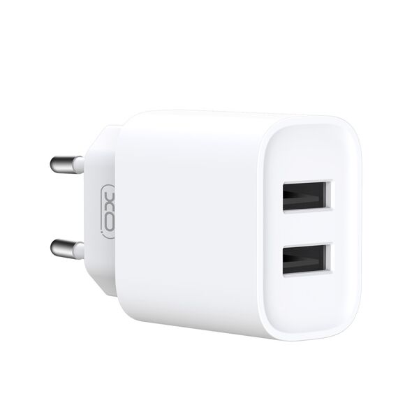 XO wall charger CE02C 2x USB 2,1A white + microUSB cable 6920680808298