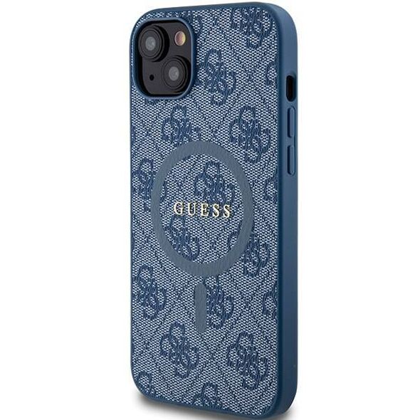 Original Case IPHONE 14 PLUS / 15 PLUS Guess Hardcase 4G Collection Leather Metal Logo MagSafe (GUHMP15MG4GFRB) blue 3666339226619