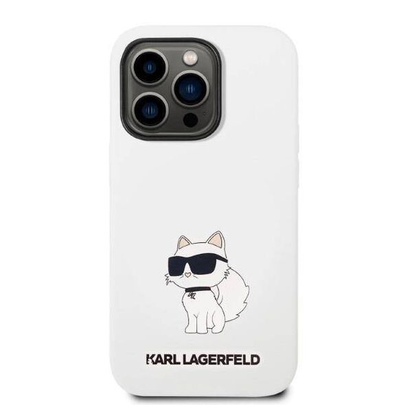 Case IPHONE 14 PRO Karl Lagerfeld Hardcase Silicone Choupette (KLHCP14LSNCHBCH) white 3666339086787