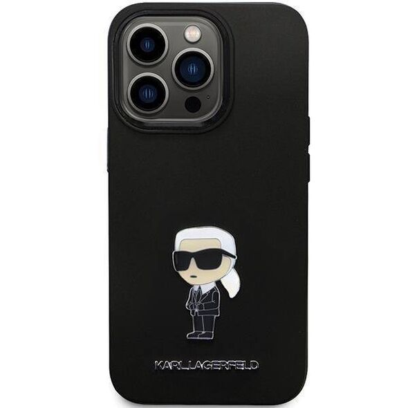 Original Case IPHONE 14 PRO MAX Karl Lagerfeld Silicone Ikonik Metal Pin (KLHCP14XSMHKNPK) black 3666339165987