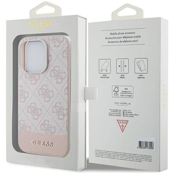 Original Case APPLE IPHONE 15 PRO Guess Hardcase 4G Stripe Collection (GUHCP15LG4GLPI) pink 3666339203429