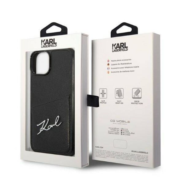 Original Case IPHONE 14 PLUS Karl Lagerfeld Signature Logo Cardslot (KLHCP14MCSSK) black 3666339094287