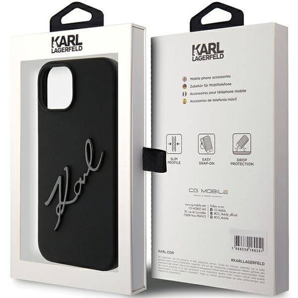 Original Case APPLE IPHONE 15 Karl Lagerfeld Hardcase Silicone Karl Script (KLHCP15SSKSBMCK) black 3666339168155