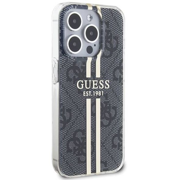 Original Case APPLE IPHONE 15 PRO Guess Hardcase IML 4G Gold Stripe (GUHCP15LH4PSEGK) black 3666339222703