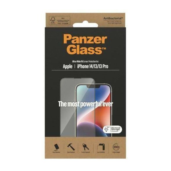 Tempered Glass 5D IPHONE 14 / 13 PRO / 13 PanzerGlass Ultra-Wide Fit Screen Protection Antibacterial (2771) 5711724027710