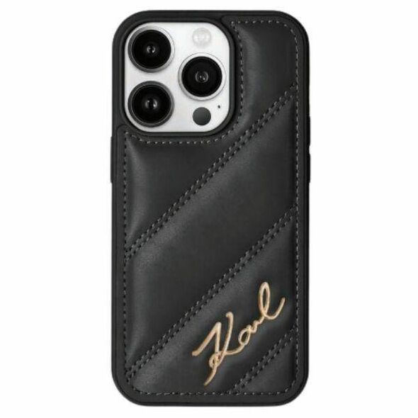 Original Case APPLE IPHONE 15 PRO MAX Karl Lagerfeld Diagonal Quilted Script (KLHCP15XPQDSMGR) black 3666339252250