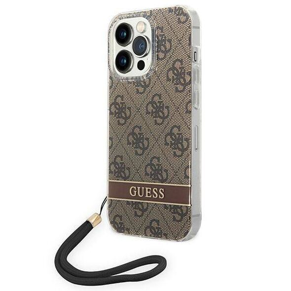 Original Case IPHONE 14 PRO Guess Hardcase 4G Print Strap (GUOHCP14LH4STW) brown 3666339093853