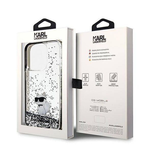 Original Case IPHONE 14 PRO MAX Karl Lagerfeld Hardcase Liquid Glitter Choupette (KLHCP14XLKCNSK) transparent 3666339164188