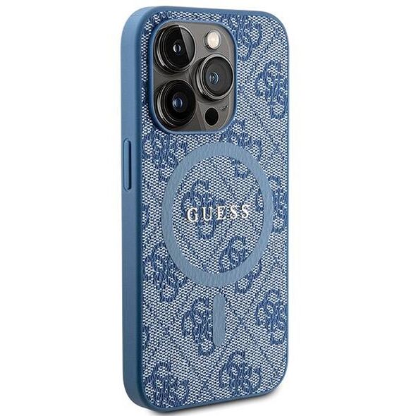 Original Case IPHONE 14 PRO Guess Hardcase 4G Collection Leather Metal Logo MagSafe (GUHMP14LG4GFRB) blue 3666339226589