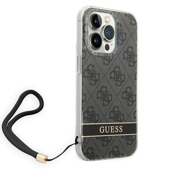 Original Case IPHONE 14 PRO Guess Hardcase 4G Print Strap (GUOHCP14LH4STK) black 3666339093815