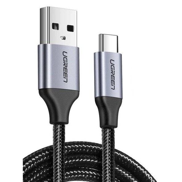 Nickel-plated USB-C cable QC3.0 UGREEN 0.25m with aluminium plug (Black) 6957303861248