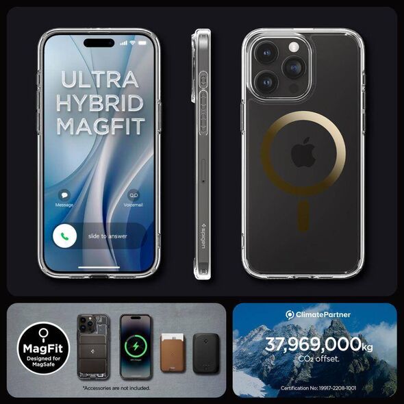 Case APPLE IPHONE 15 PRO Spigen Ultra Hybrid Mag MagSafe Gold transparent 8809896750493